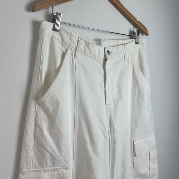 GAP Women's Ecru Wide Baggy Low Rise Cargo Jeans 100% Cotton Loose Size 31 - Picture 6 of 14